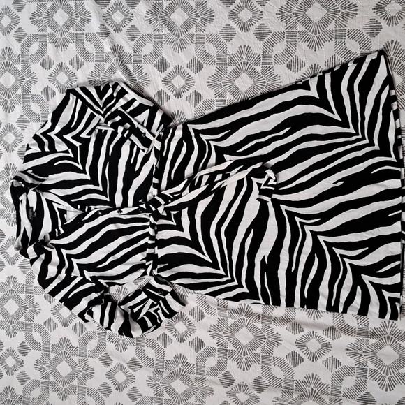 Talbots zebra print stretchy tie front shirt dress szM petites - Picture 14 of 16